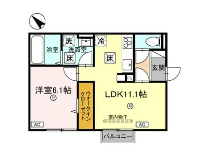 D-REGALO河合寄安(1LDK/1階)の間取り写真