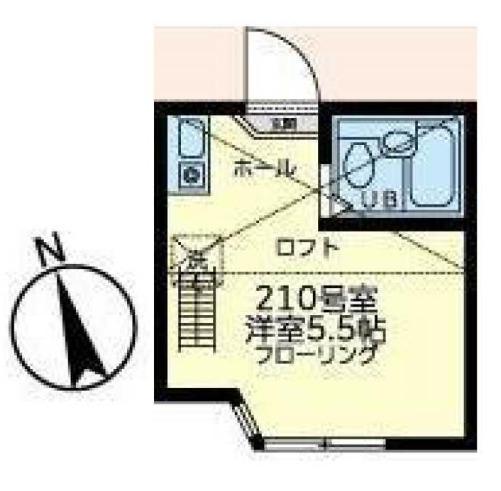ユナイト南太田ケリースレーター(ワンルーム/2階)の間取り写真