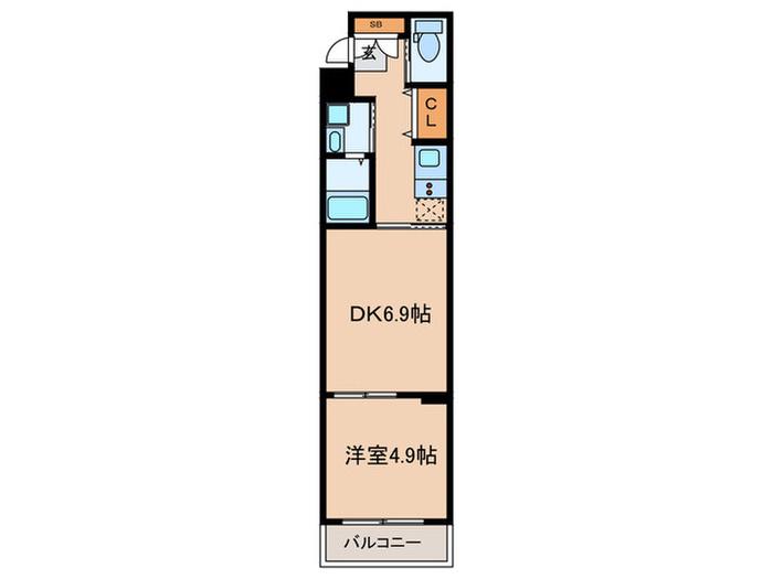 フォーリアライズ京都東寺(1DK/3階)の間取り写真