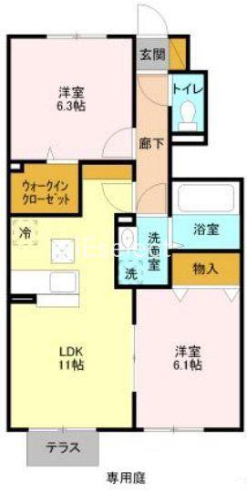カサヴェールⅠ(2LDK/1階)の間取り写真