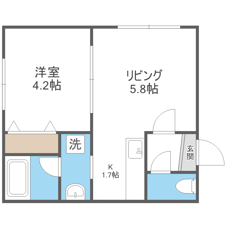 アズーリ中の島壱番館(1LDK/1階)の間取り写真