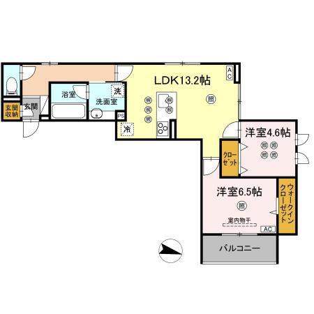 ジャンティリッツ西条(2LDK/2階)の間取り写真