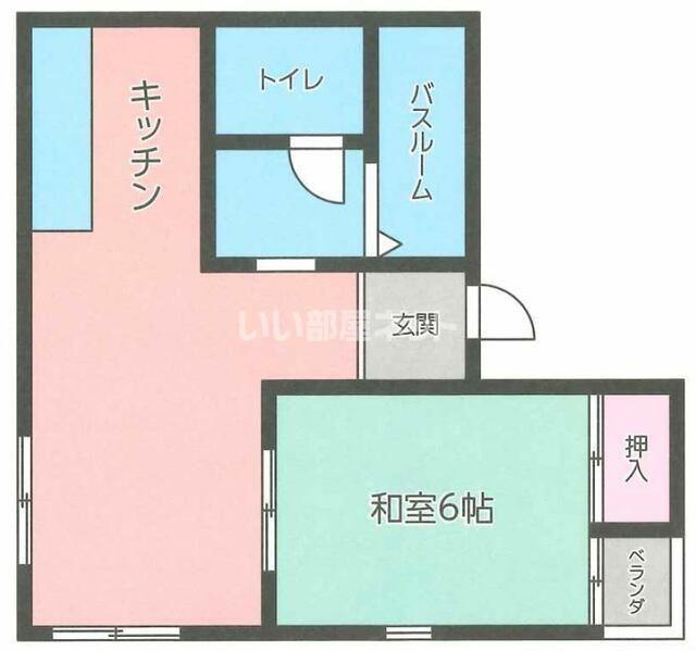 フジビル(1LDK/3階)の間取り写真