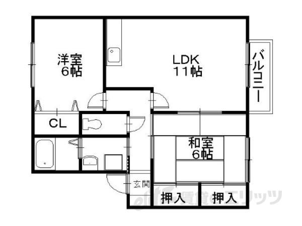 パークヒルズ梨ノ木(2LDK/2階)の間取り写真