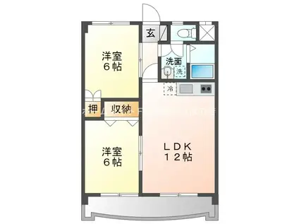 フィオーレ豊橋(2LDK/12階)の間取り写真