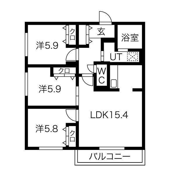 ZABO HILLS HASSAMU(3LDK/1階)の間取り写真