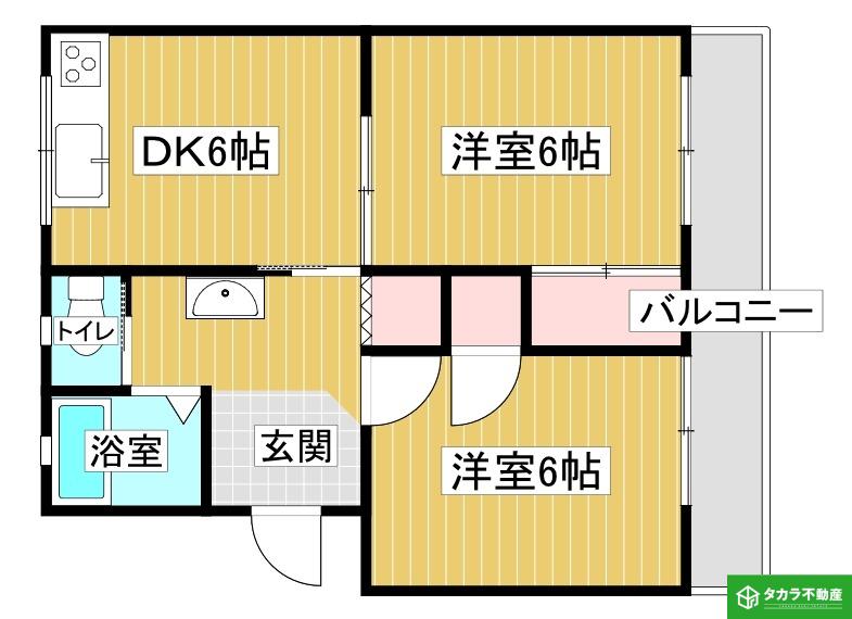 つるコーポ(2DK/3階)の間取り写真