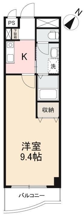 グランプレミアゆめ西(1K/2階)の間取り写真