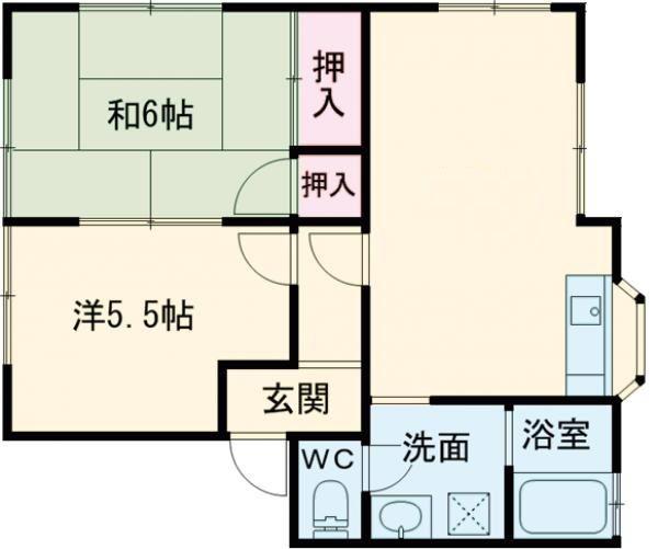 メゾン由宇(2LDK/1階)の間取り写真