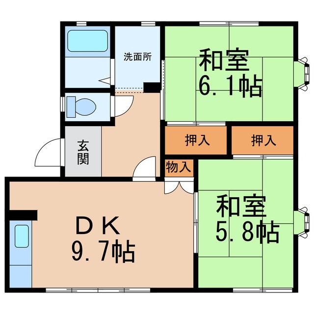 ＪＲ和歌山線 岩出駅 徒歩29分 2階建 築36年(2DK/1階)の間取り写真