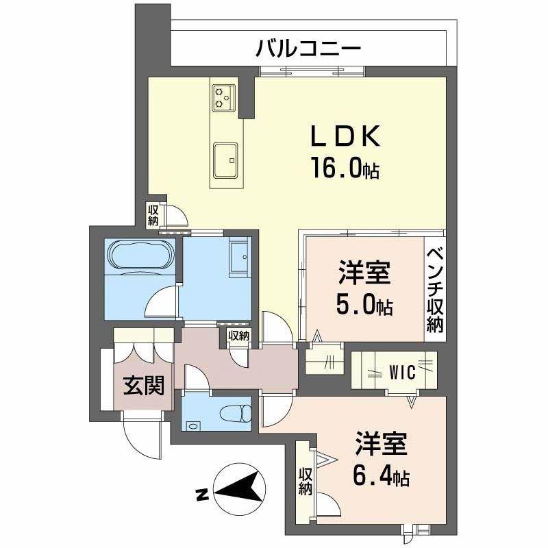 城山 ODAZEN(2LDK/2階)の間取り写真