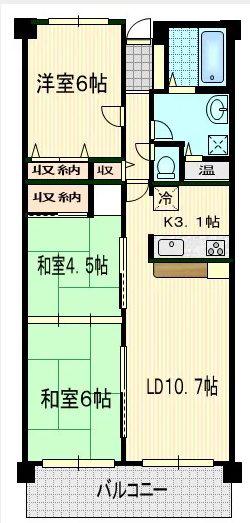 ハミング松本(3LDK/3階)の間取り写真