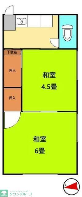 清越荘(2K/2階)の間取り写真