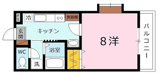ベルドミールI(1K/2階)の間取り写真