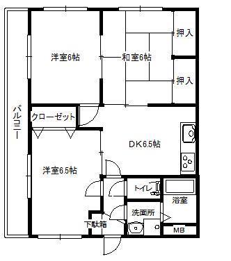 サンスカイ吉村(3DK/1階)の間取り写真