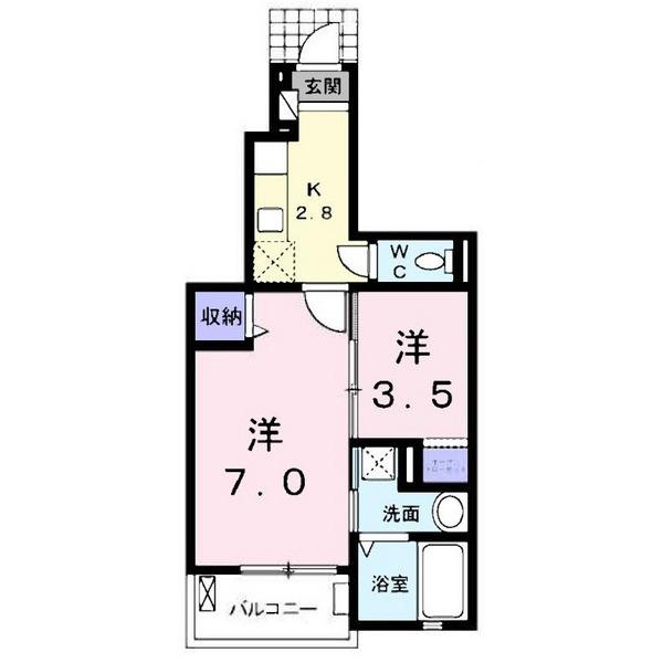 ルー レジデンス(2K/1階)の間取り写真