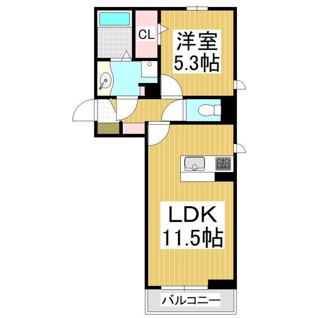 M.SOLANA(1LDK/3階)の間取り写真
