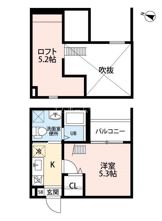 E.S.プレミア(1K/2階)の間取り写真