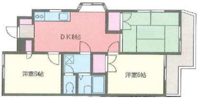 エクセレントハイツ岸谷(3DK/1階)の間取り写真