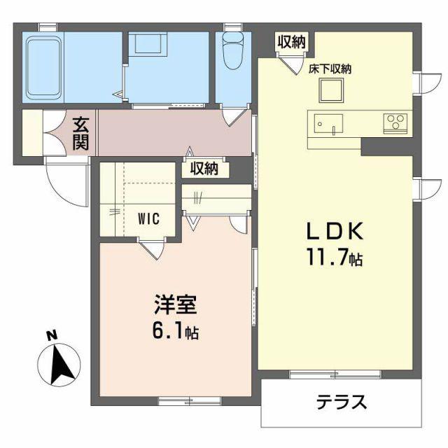 シャーメゾン MISA A棟(1LDK/1階)の間取り写真