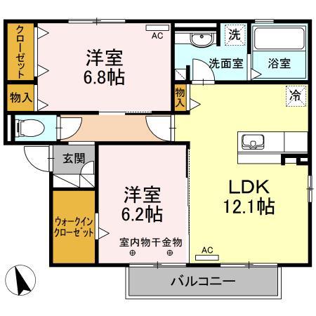 サン・アベ二ールA(2LDK/2階)の間取り写真