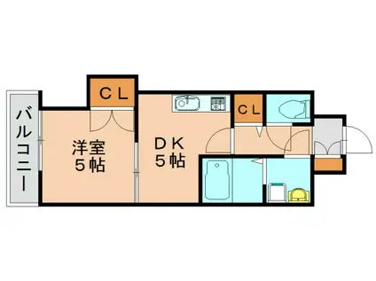 SUN・NESTPIA箱崎駅前(1DK/6階)の間取り写真