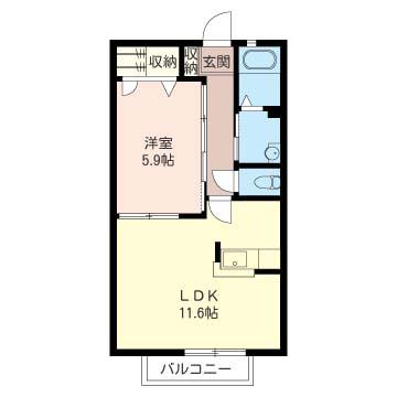 トァヴェール(1LDK/2階)の間取り写真
