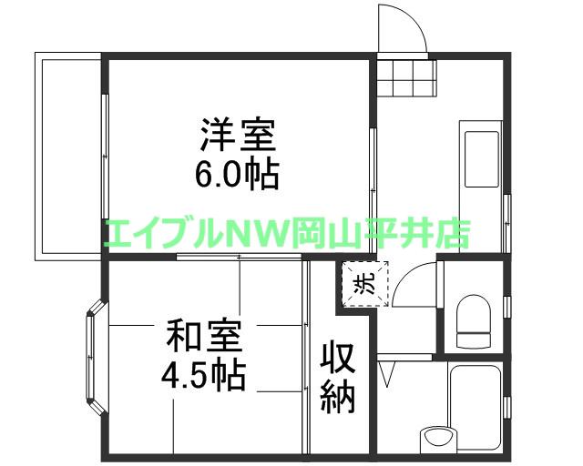 トピア門田屋敷(2K/2階)の間取り写真