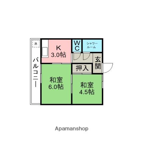 コーポ向イ山A(2K/1階)の間取り写真