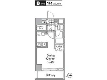 レジディア目黒IV(ワンルーム/5階)の間取り写真