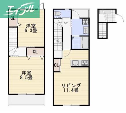 CASA NAKASHO(2LDK/2階)の間取り写真
