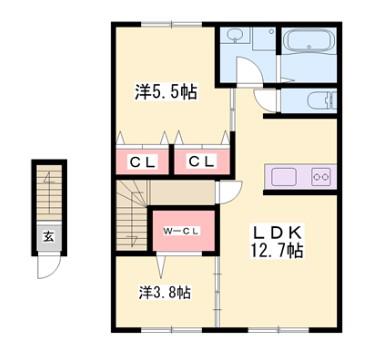 メイプルハイム(2LDK/1階)の間取り写真