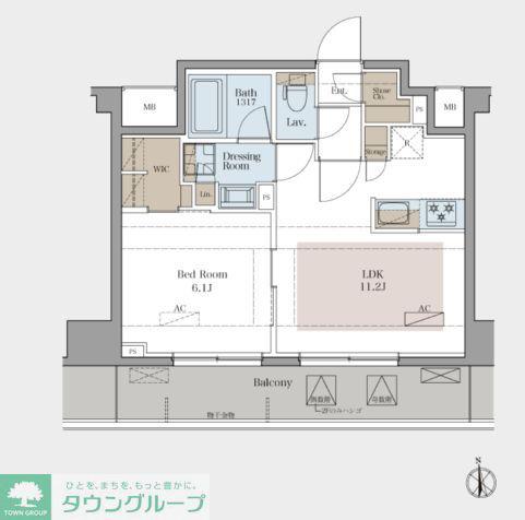 ラグゼナ八王子新町(1LDK/5階)の間取り写真