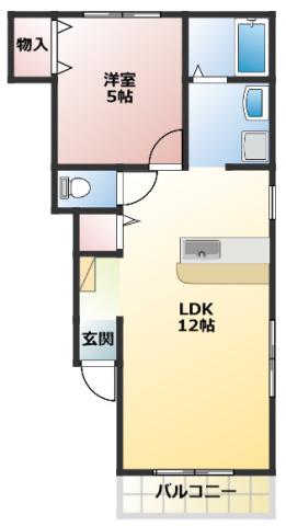 ヴィラ藤岡(1LDK/2階)の間取り写真