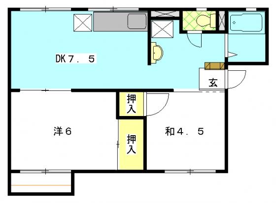 ＪＲ東海道本線 浜松駅 徒歩33分 2階建 築33年(2DK/2階)の間取り写真