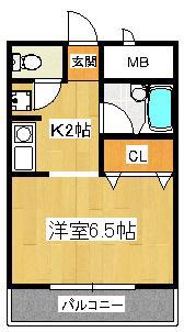 グレースビュウ国府台(ワンルーム/3階)の間取り写真