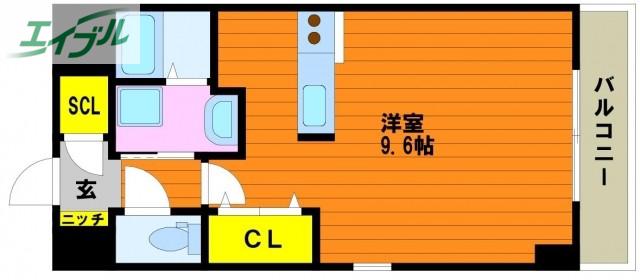 ウイング21中山下II(ワンルーム/6階)の間取り写真