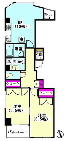 ファインフューチャー樹心(2LDK/5階)の間取り写真