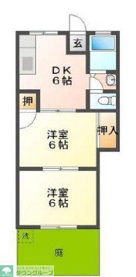 翠ハイツ(2DK/2階)の間取り写真