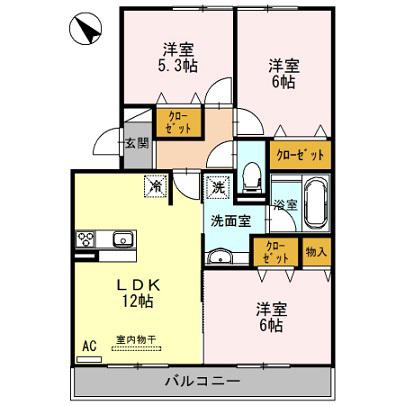 グランフェリス(3LDK/2階)の間取り写真