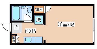 ルシエール平野 B棟(1K/1階)の間取り写真