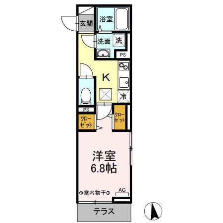 リナーシェ A(1K/1階)の間取り写真