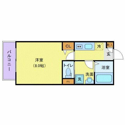 ジーメゾン鎌ケ谷東道野辺アマーレ(1K/1階)の間取り写真