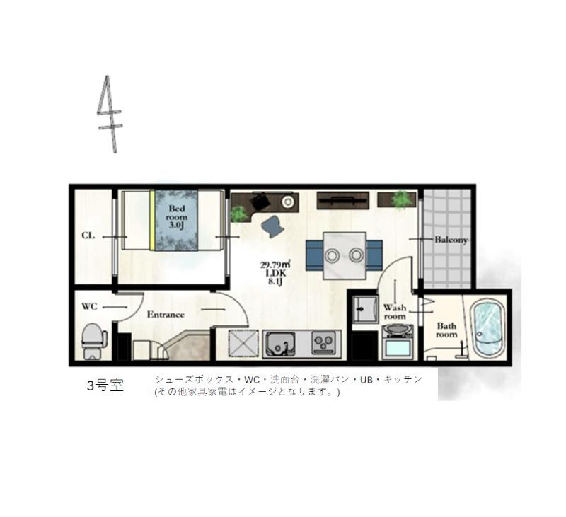 REキャスバルクオーレ長町南(1LDK/1階)の間取り写真