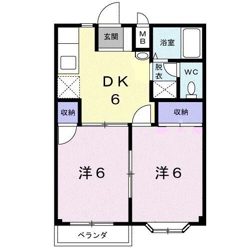 ライフサークルパート3(2DK/1階)の間取り写真
