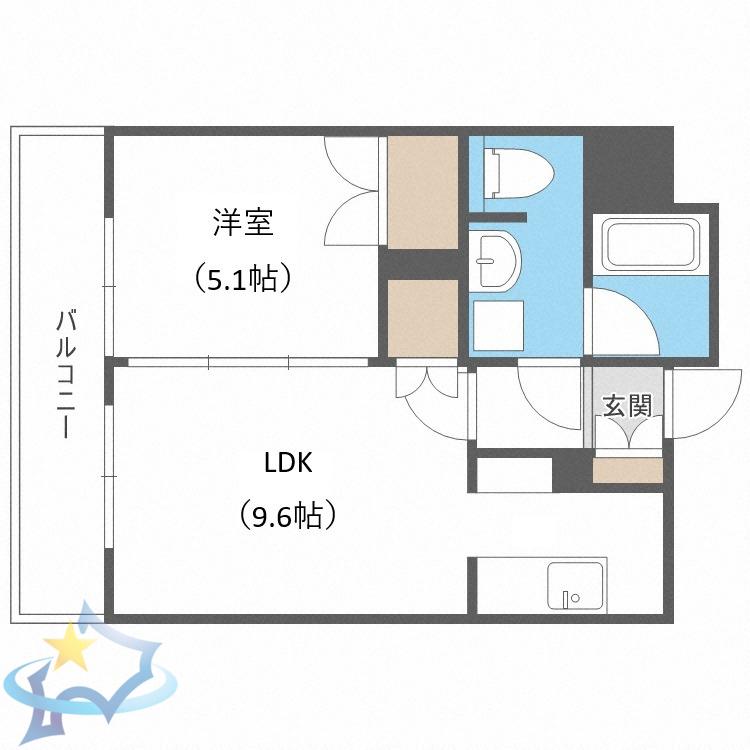 ラフィネタワー札幌南3条(1LDK/4階)の間取り写真
