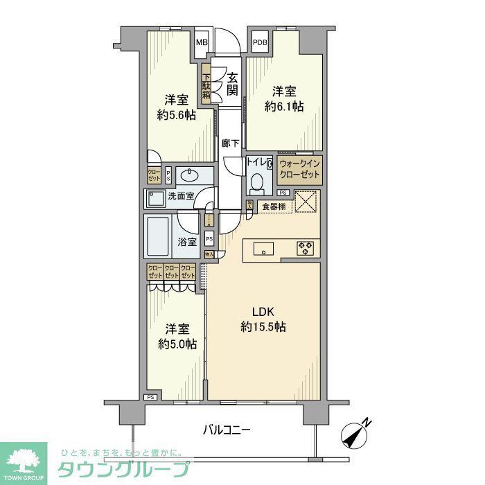 プレミスト横濱反町(3LDK/3階)の間取り写真