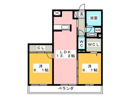 STAND BY ME(2LDK/2階)の間取り写真