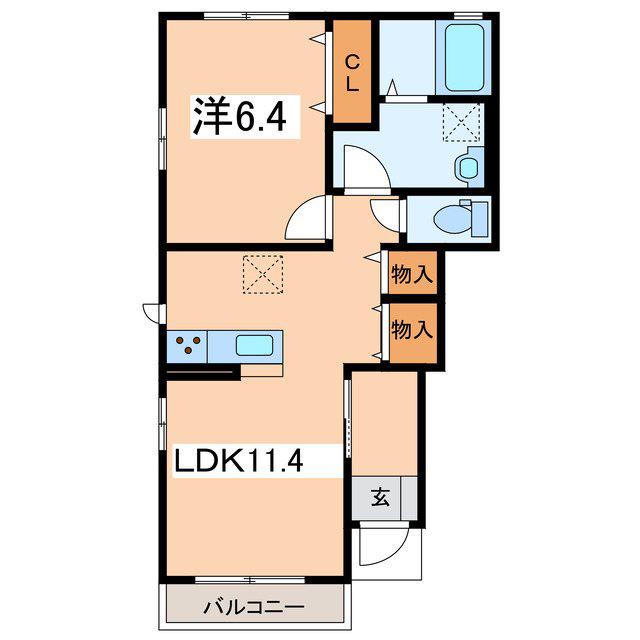 フローラルコートC(1LDK/1階)の間取り写真
