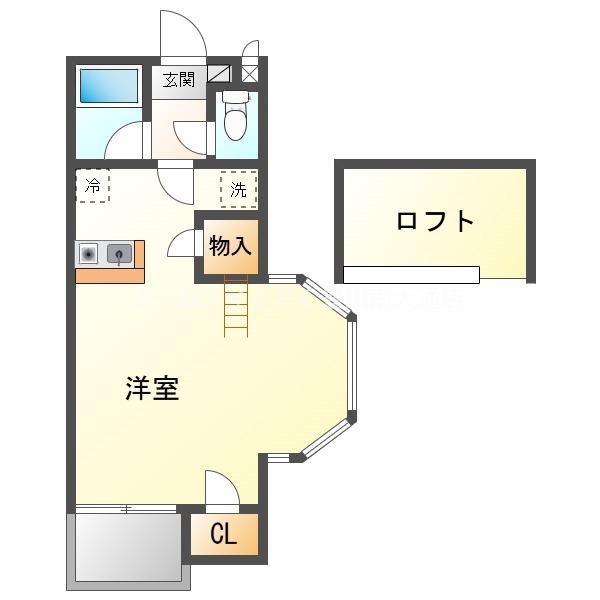 セザンヌ町並(ワンルーム/2階)の間取り写真